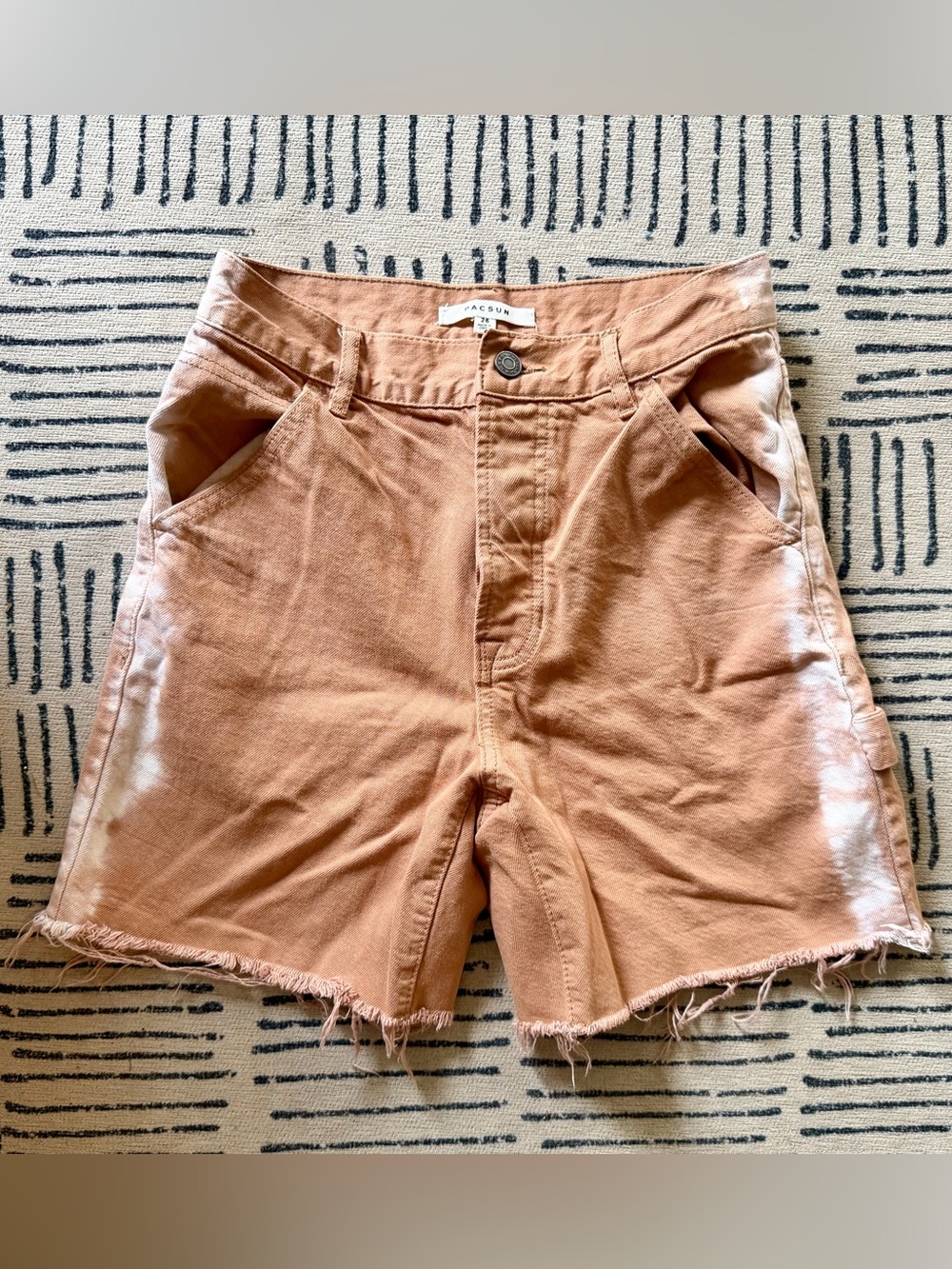 PacSun Women's Tan High-Rise Frayed Hem Carpenter Shorts